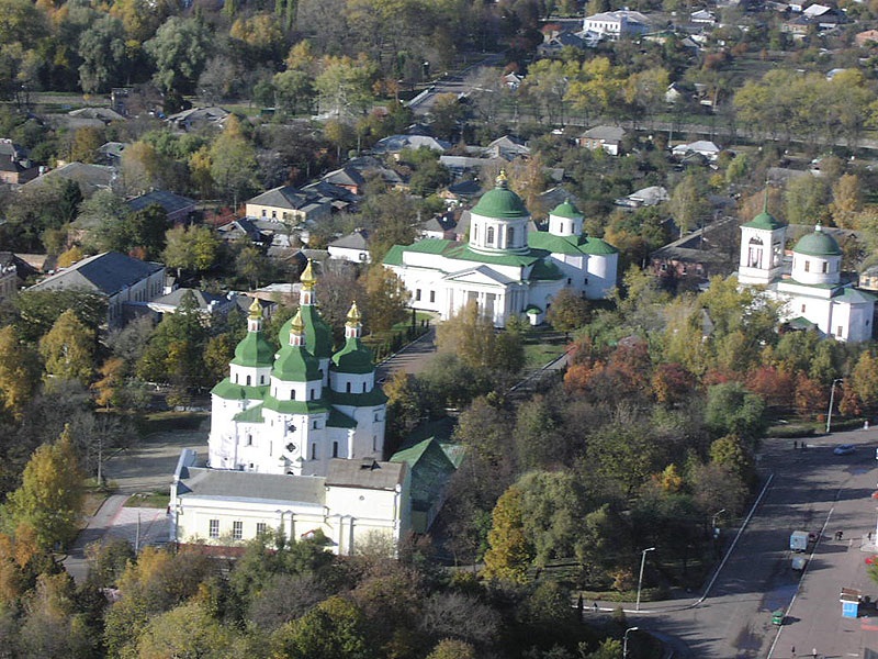 Панорама центра города. Николаевский собор и комплекс греческих храмов